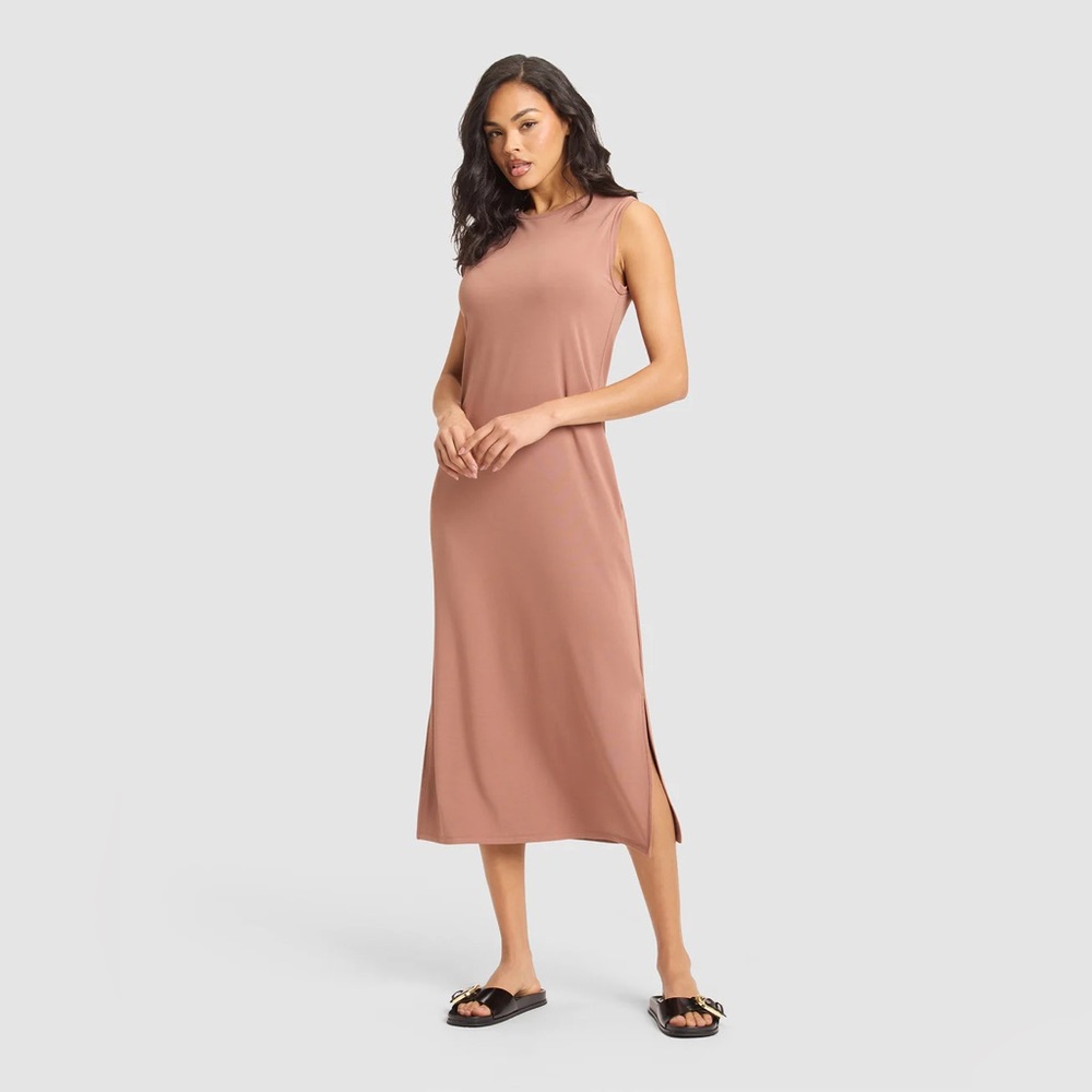 Cozy Earth Women's Brushed Bamboo Sleeveless Midi Dress Medium